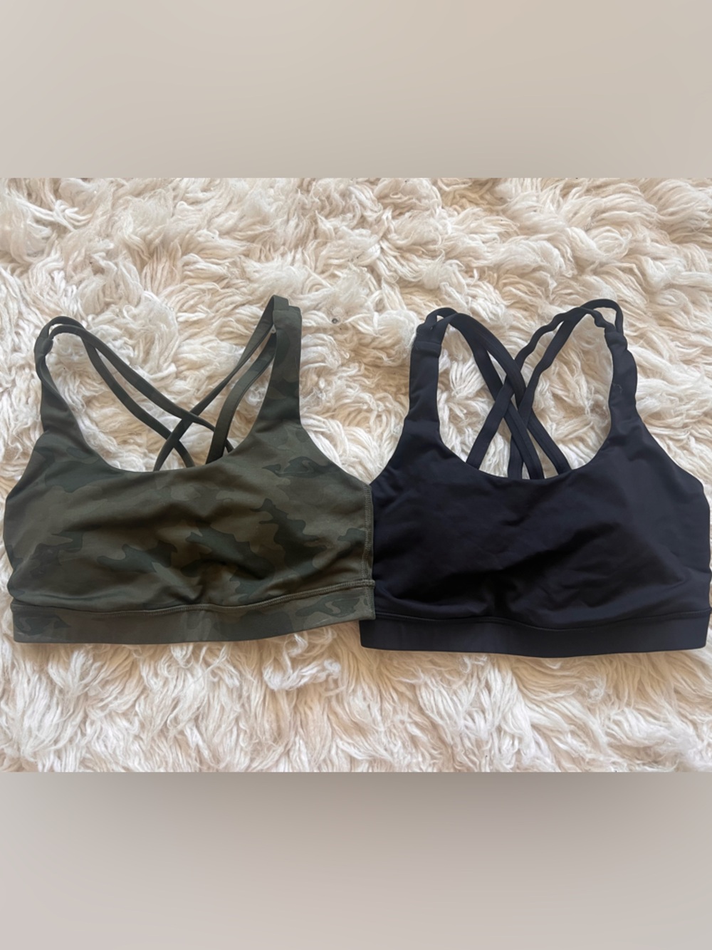 lululemon athletica Energy Sports Bras - Olive Camo & Black size 6